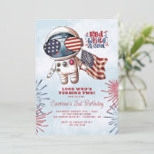 Invitation Rouge Blanc & Astronaute Cool 2e Anniversaire (Debout devant)