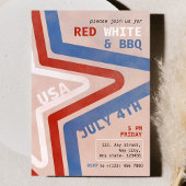 Invitation Rouge Blanc & BBQ du 4 juillet Rétro Patriotique