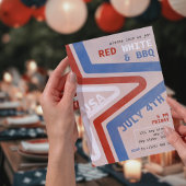 Invitation Rouge Blanc & BBQ du 4 juillet Rétro Patriotique