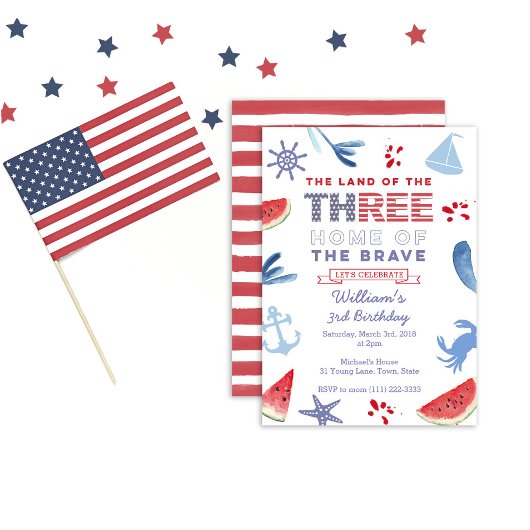 Invitation Rouge Blanc Bleu 3e anniversaire de la fête de riv
