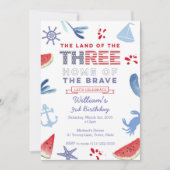 Invitation Rouge Blanc Bleu 3e anniversaire de la fête de riv (Devant)