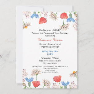 Invitation Rouge Blanc Bleu Conjoint Militaire Floral Bienven