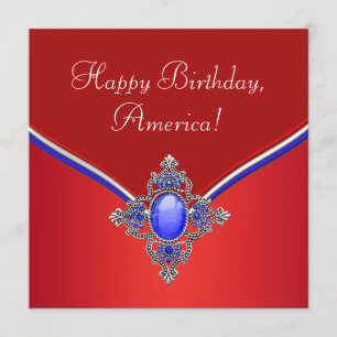 Invitation Rouge Blanc Bleu Fête Patriotique du 4 Juillet