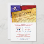 Invitation Rouge, Blanc, Bleu Feu d'artifice 4 juillet (Dos)