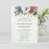 Invitation Rouge Blanc Bleu Flore Vert Mariage chrétien (Debout devant)