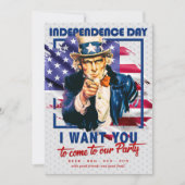 Invitation Rouge, Blanc, Bleu Oncle Sam 4 juillet (Devant)