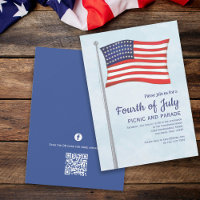 Rouge Blanc Bleu Plaisir 4 Juillet Drapeau QR Code