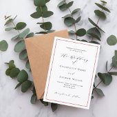 Invitation Rouge blanc classique formel code QR RSVP mariage
