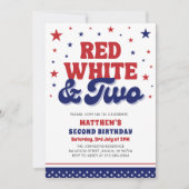 Invitation Rouge, Blanc & Deux 4 Juillet 2 Anniversaire (Devant)