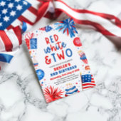 Invitation Rouge, Blanc & Deux 4 Juillet 2 Anniversaire