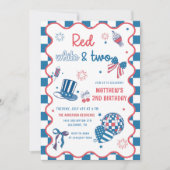 Invitation Rouge, Blanc & Deux 4 Juillet 2 Anniversaire (Devant)