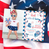 Invitation Rouge, Blanc & Deux 4 Juillet 2 Anniversaire Photo