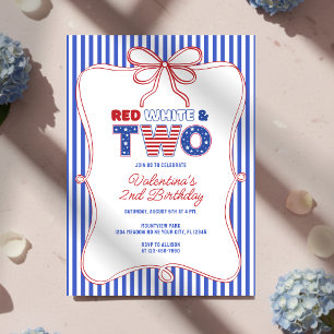 Invitation Rouge Blanc & Deux Fille Américaine Arc pour 2e An