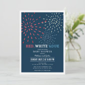 Invitation Rouge, Blanc & Dû Juillet 4 Baby shower Feu d'arti (Debout devant)