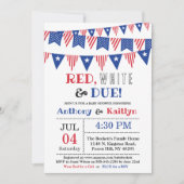 Invitation Rouge, Blanc & Due ! baby shower 4 juillet (Devant)