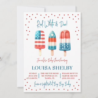 Invitation Rouge, Blanc & Due ! Baby shower patriotique popul