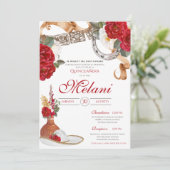 Invitation Rouge Blanc Élégant Rose Charro Mariachi Quinceane (Debout devant)