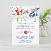 Invitation Rouge blanc et 4 juillet Baby shower (Debout devant)