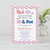 Invitation Rouge, blanc et Baby shower dû (Debout devant)