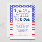 Invitation Rouge, blanc et Baby shower dû (Devant)