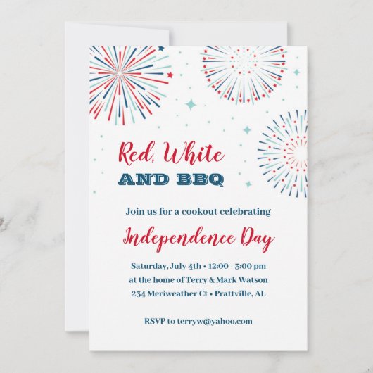 Invitation Rouge, Blanc et BBQ (Devant)