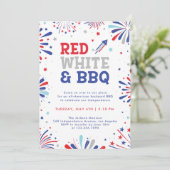 Invitation Rouge blanc et BBQ 4 juillet feux d'artifice patri (Debout devant)