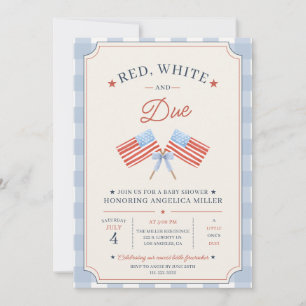 Invitation Rouge Blanc et Bébé à Venir Baby Shower Patriotiqu