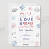 Invitation Rouge Blanc et Bébé dû Q 4 Juillet Baby shower Par (Devant)