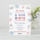 Invitation Rouge Blanc et Bébé dû Q 4 Juillet Baby shower Par (Debout devant)