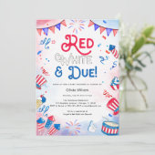 Invitation Rouge blanc et blanc - 4 juillet Baby shower (Debout devant)