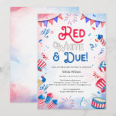 Invitation Rouge blanc et blanc - 4 juillet Baby shower (Devant / Derrière)