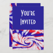 Invitation rouge blanc et bleu (Devant / Derrière)