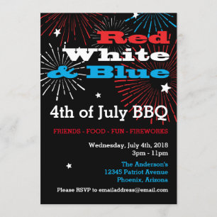 Invitation Rouge blanc et bleu 4 juillet
