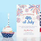 Invitation Rouge, Blanc et Bleu 4 juillet Feu d'artifice