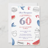 Invitation Rouge Blanc Et Bleu 60e Anniversaire Cookout Inv (Devant)