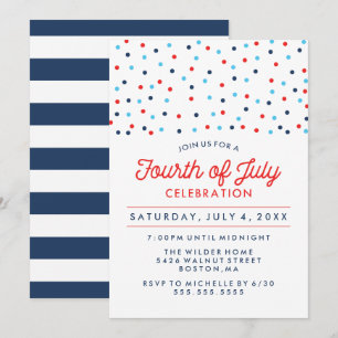 Invitation Rouge blanc et bleu Fête du 4 juillet