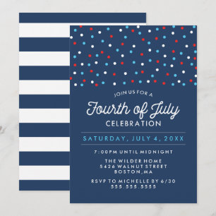 Invitation Rouge blanc et bleu Fête du 4 juillet
