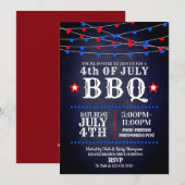 Invitation Rouge, Blanc et Bleu Feu 4 juillet (Devant / Derrière)