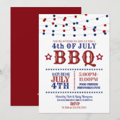 Invitation Rouge, Blanc et Bleu Feu 4 juillet (Devant / Derrière)