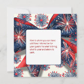 Invitation Rouge blanc et bleu Fireworks et Bow (Dos)