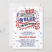 Invitation Rouge blanc et bleu i do BBQ Couple douche nuptial (Devant)