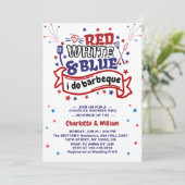 Invitation Rouge blanc et bleu i do BBQ Couple douche nuptial (Debout devant)