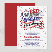 Invitation Rouge blanc et bleu i do BBQ Couple douche nuptial (Devant / Derrière)