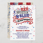 Invitation Rouge blanc et bleu i do BBQ Couple douche nuptial (Devant / Derrière)