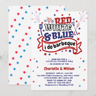 Invitation Rouge Blanc et Bleu je fais Couple BBQ enterrement