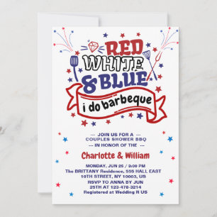 Invitation Rouge Blanc et Bleu je fais Couple BBQ enterrement