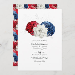 Invitation Rouge blanc et bleu USA American QR Code Mariage