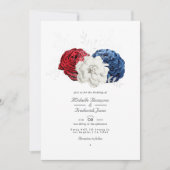 Invitation Rouge Blanc et Bleu USA Code QR de mariage américa (Devant)