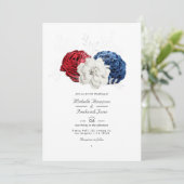Invitation Rouge Blanc et Bleu USA Code QR de mariage américa (Debout devant)