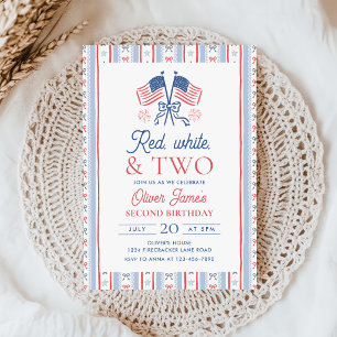 Invitation Rouge Blanc et Deux 2e Anniversaire du 4 Juillet